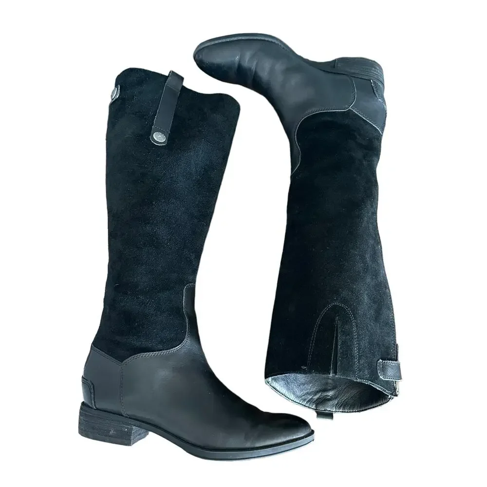 Sam Edelman Pembrooke Women's Heritage Black Suede Leather Riding Boot‎ - Sz 6.5